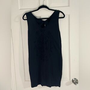 Religion  Black Sleeveless Dress With Skull Embroidery
